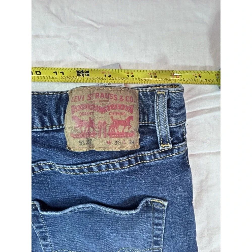 men's levi's dark wash jeans 512 Sz 36x34 Straight - Picture 6 of 11